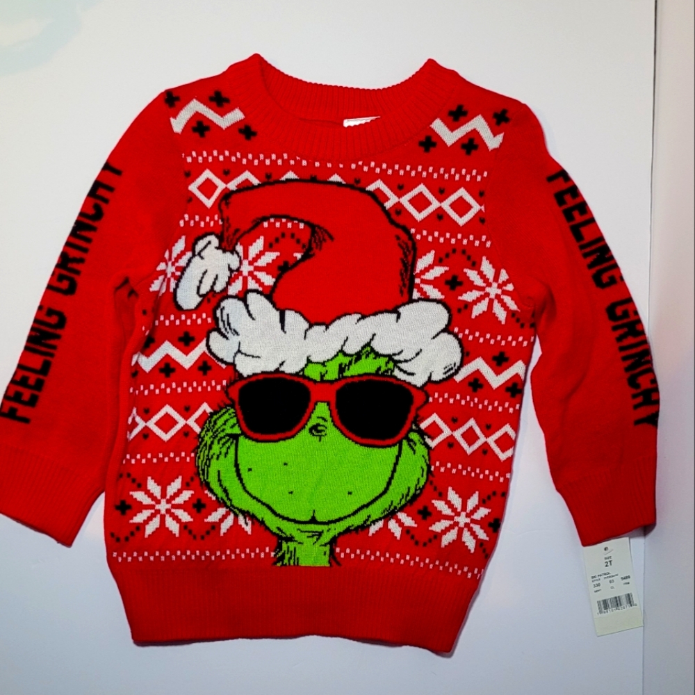 Red Grinch Christmas Sweater Size 2T